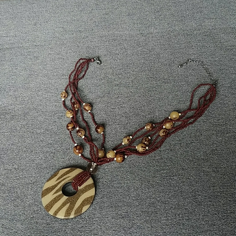 Zebra striped pendant necklace
